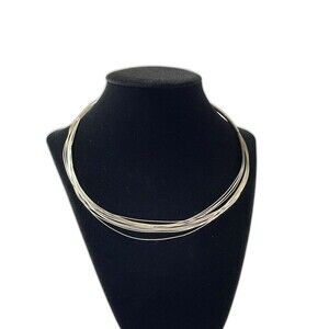 Sterling Silver Collar Choker Multi Strand Wire Necklace 925 Vintage